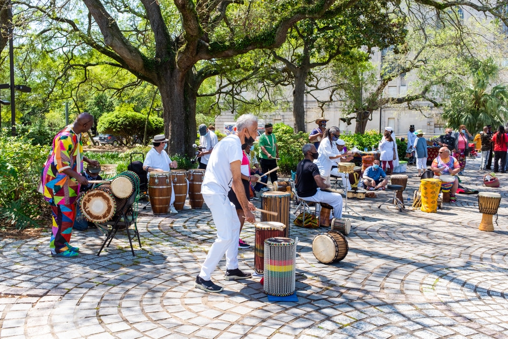 New,Orleans,,La,,Usa,-,April,11,,2021:,Percussionists,,With